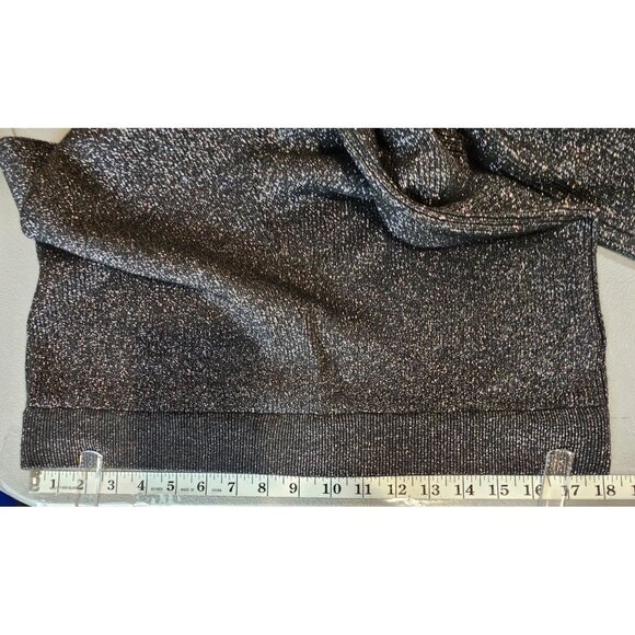 Vila Milano Womens Plus Size 1X Black Silver Metallic Wide Leg Sweater Pants NWT - Picture 3 of 11